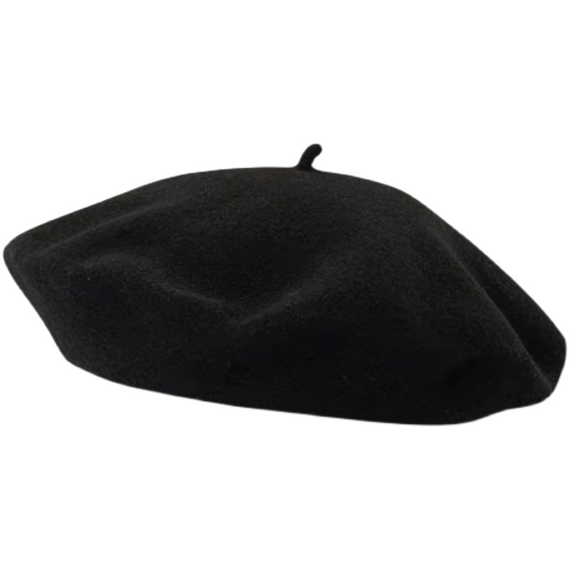 Beret French Wool - Женский классический шерстяной берет, однотонный, в