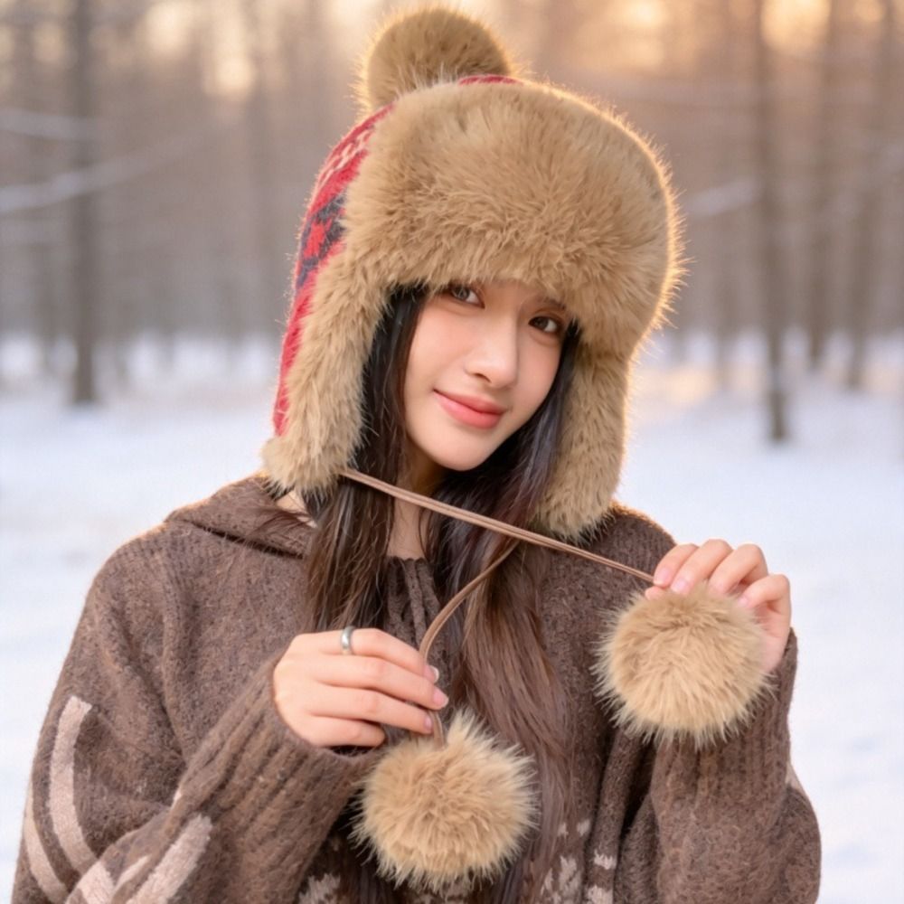 Trapper Hat Ear Flap - Стильная вязаная шапка-ушанка из полиэстера с