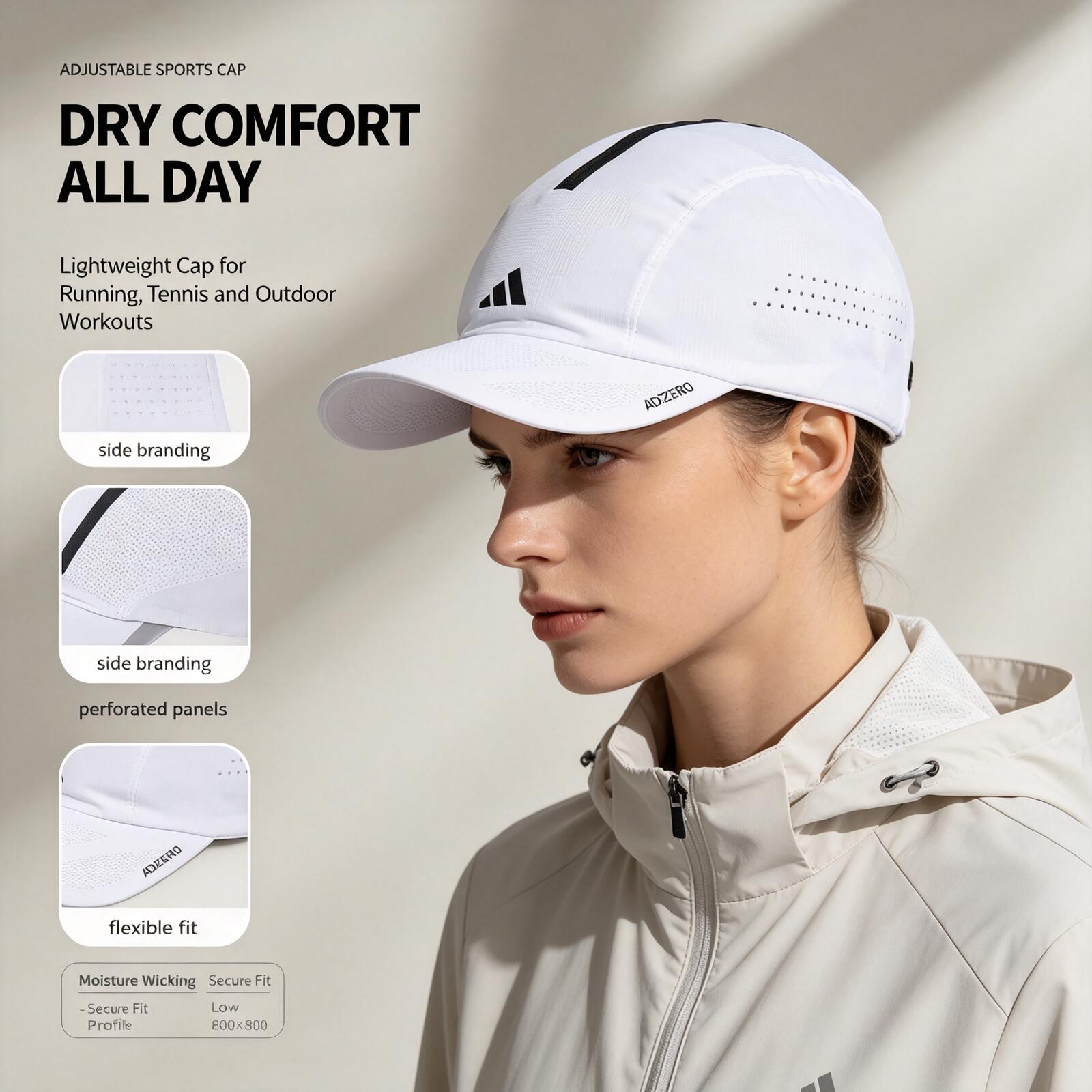 Белая бейсболка Adidas для бег – обзор и цена Running Cap Lightweight